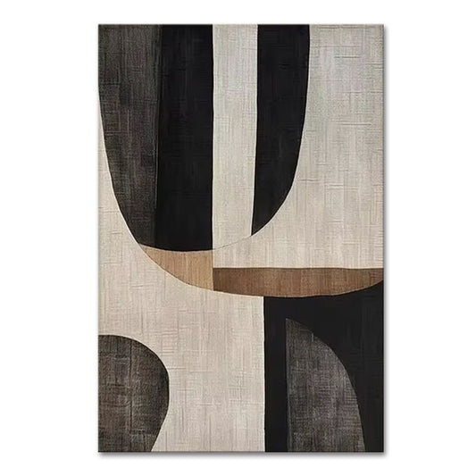 Modern Neutral Geometric Canvas – Hand-Finished Textured Statement Wall Art