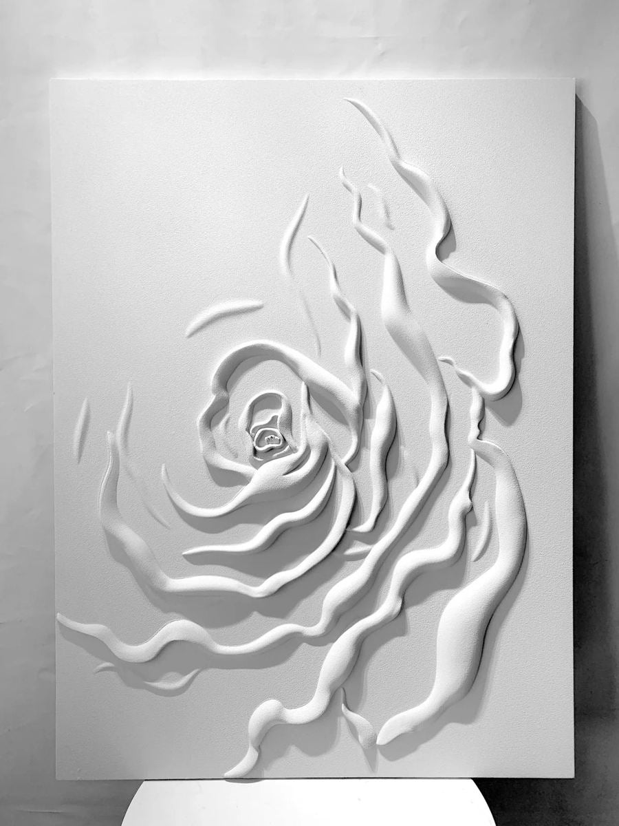 Luxury Neutral Rose Wall Art – Large Textured Floral Canvas, Handcrafted Modern Living Room & Bedroom Decor
