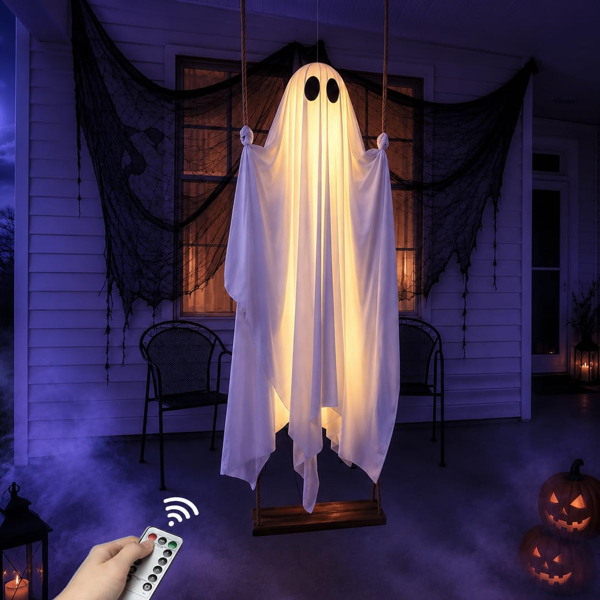 Hanging Ghost Halloween Decoration – Pre-Assembled Outdoor Spooky Decor