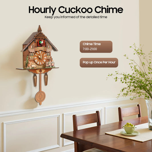 Vintage Cuckoo Wall Clock – Wooden Bird Chime Clock | Classic Rustic Home Decor