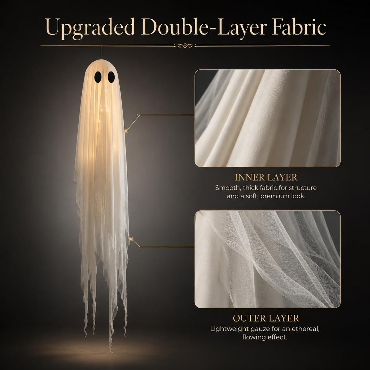 Hanging Ghost Halloween Decoration – Pre-Assembled Outdoor Spooky Decor