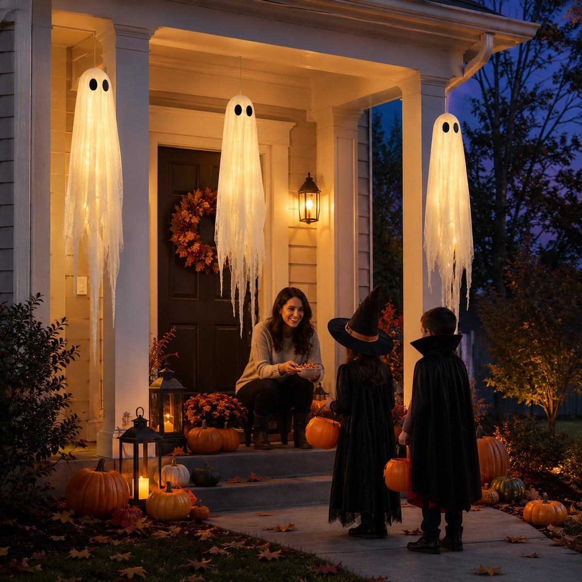 Hanging Ghost Halloween Decoration – Pre-Assembled Outdoor Spooky Decor