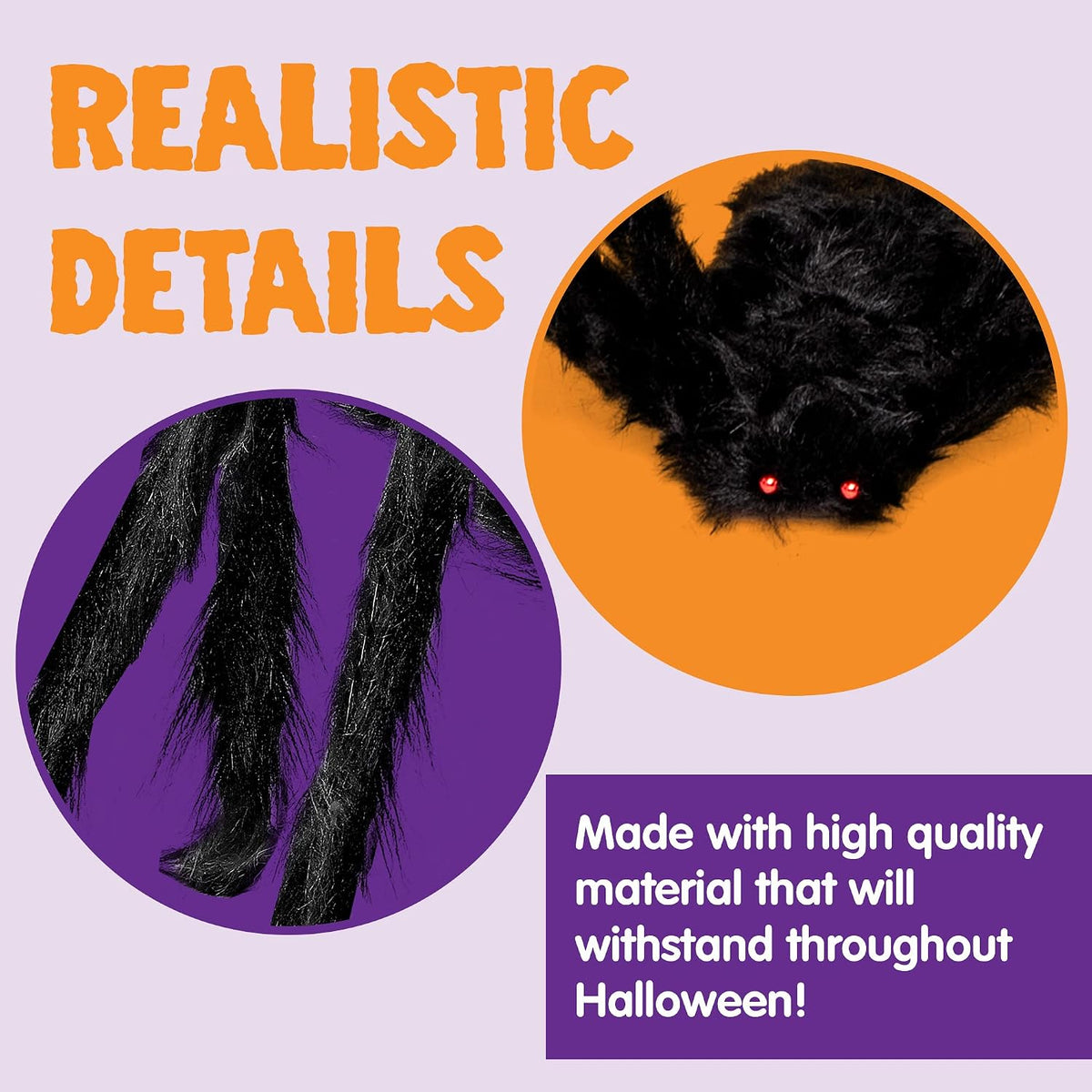 6-Pack Halloween Giant Spider Decorations – Large Black Hairy Spiders for Outdoor Yard & Lawn