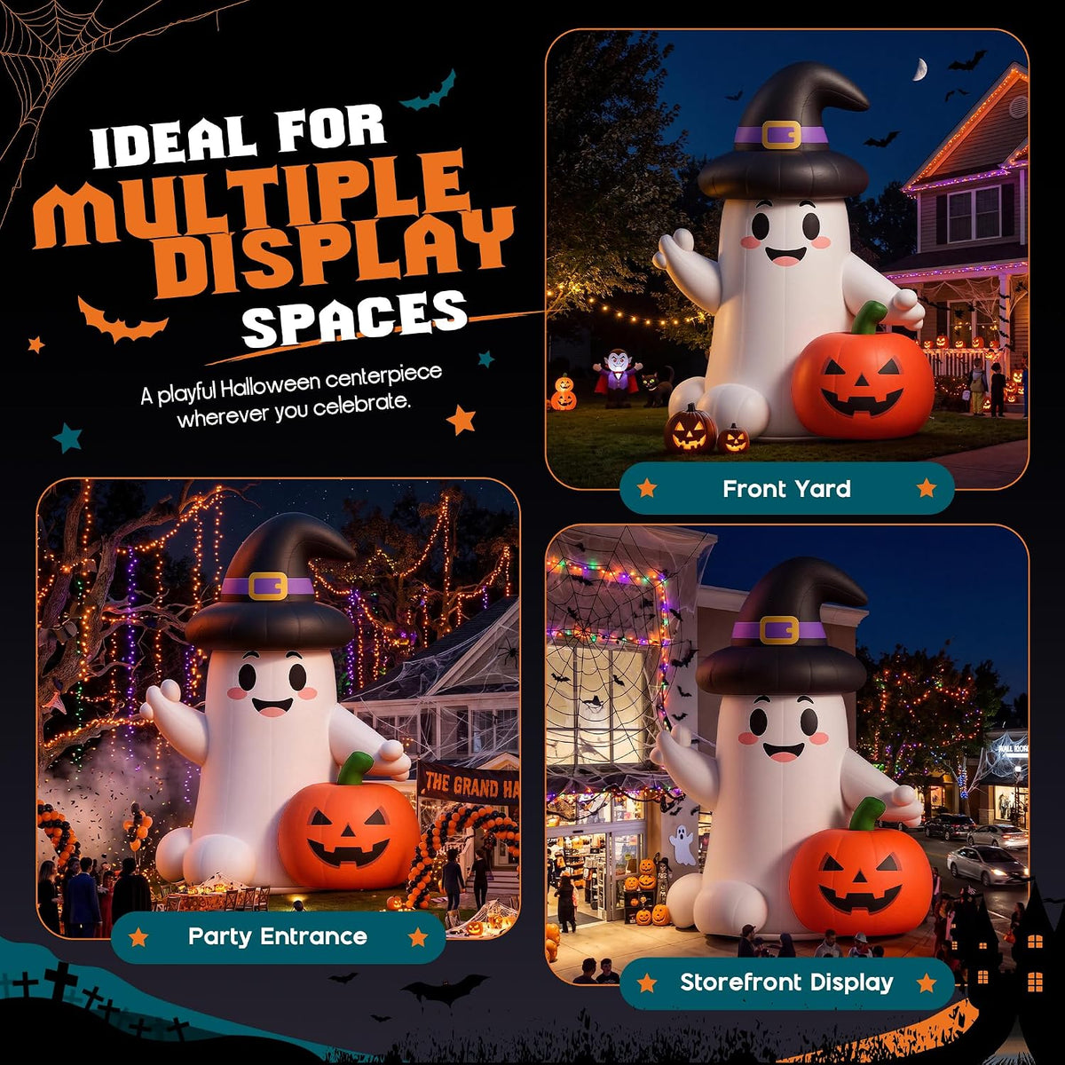 Halloween Inflatable Ghost & Pumpkin Arch | Outdoor Party Entrance Decoration