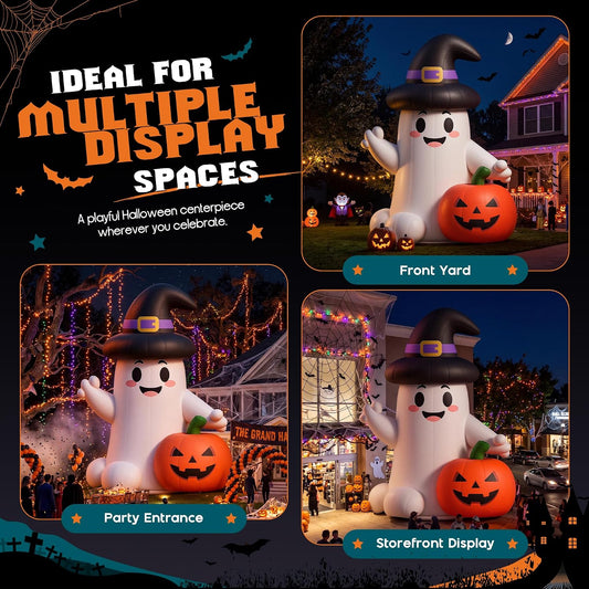 Halloween Inflatable Ghost & Pumpkin Arch | Outdoor Party Entrance Decoration