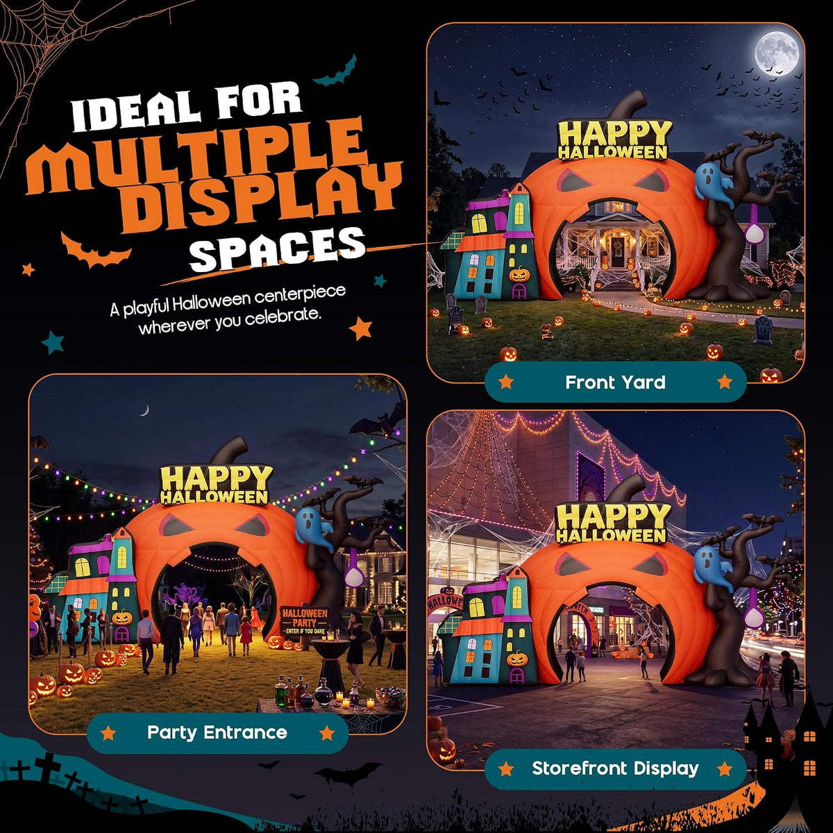 Halloween Inflatable Pumpkin Arch – Large Outdoor Party & Yard Decor