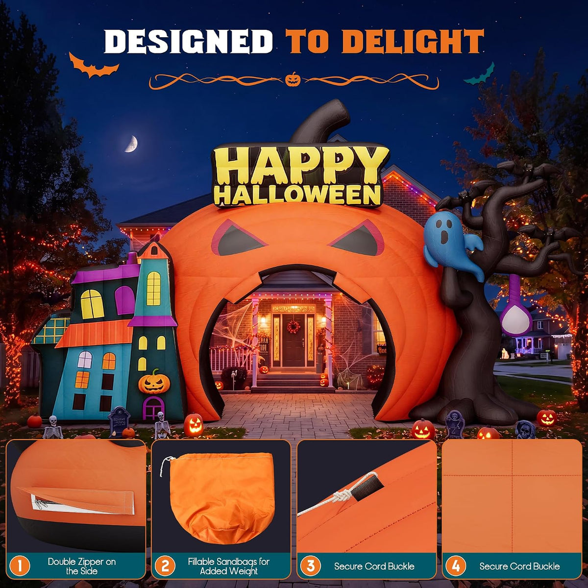 Halloween Inflatable Pumpkin Arch – Large Outdoor Party & Yard Decor