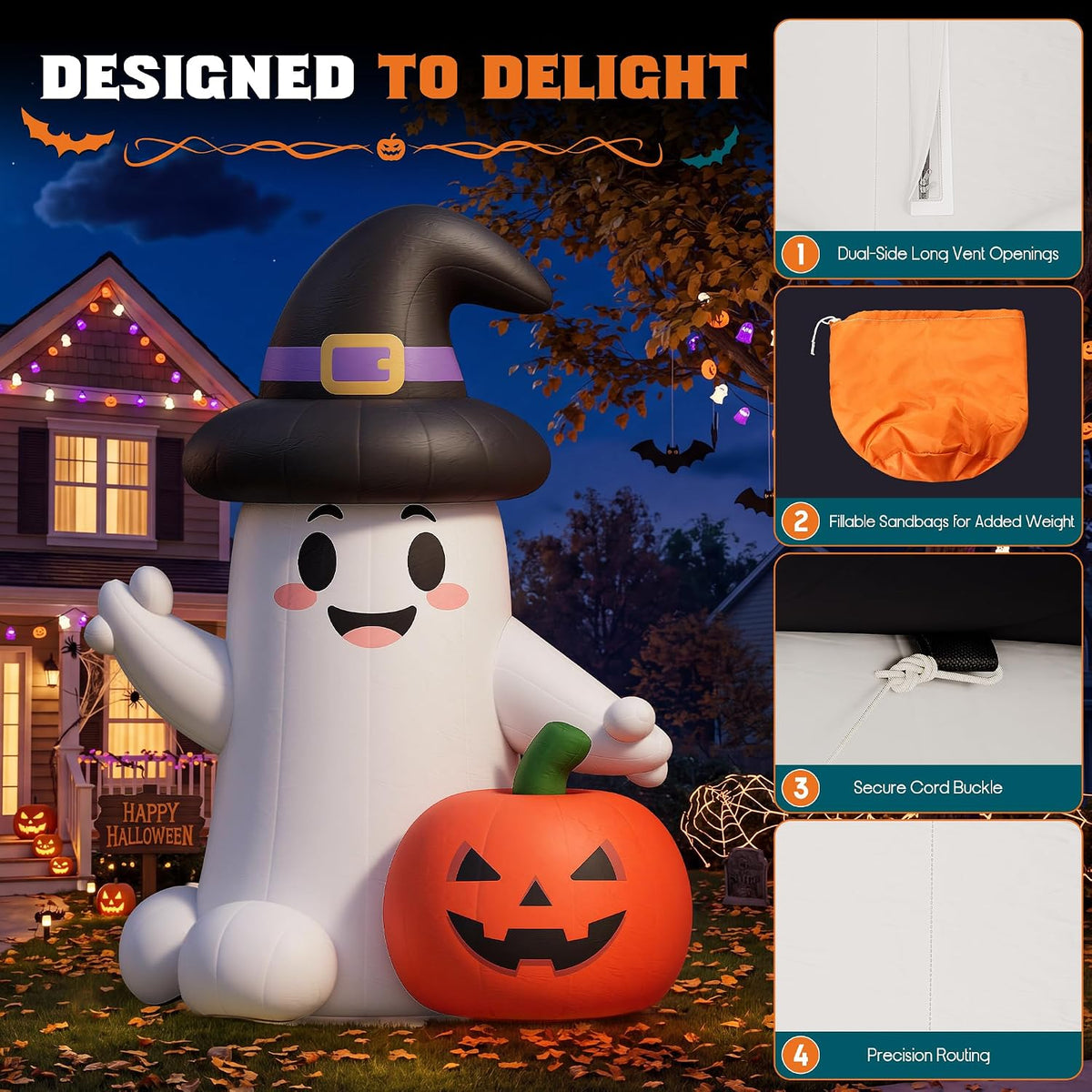 Halloween Inflatable Ghost & Pumpkin Arch | Outdoor Party Entrance Decoration