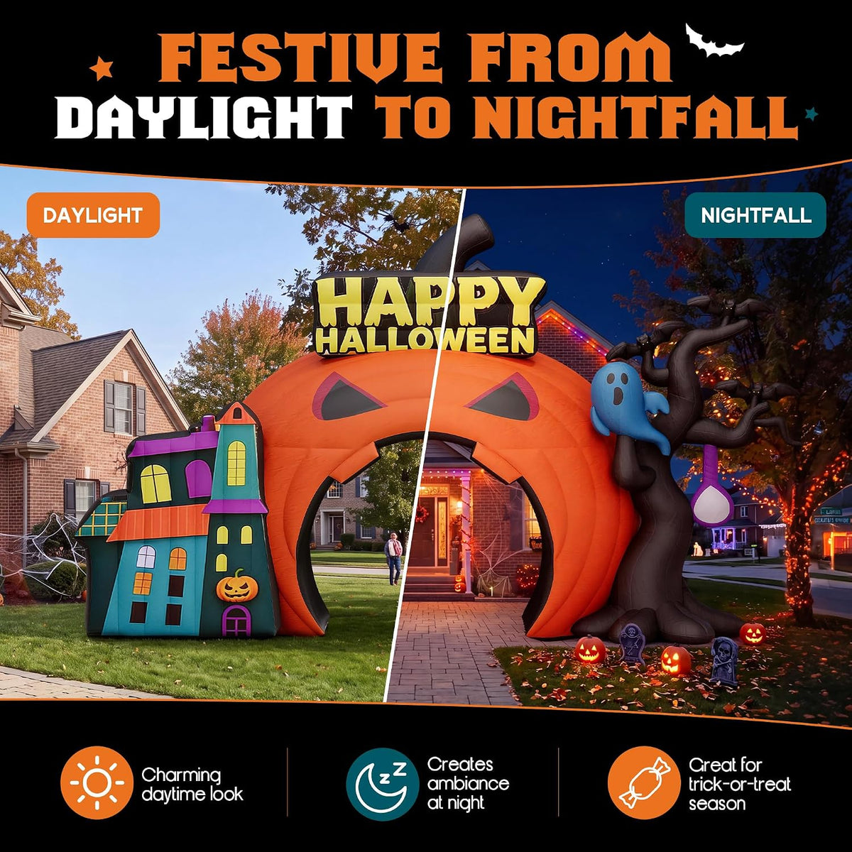 Halloween Inflatable Pumpkin Arch – Large Outdoor Party & Yard Decor