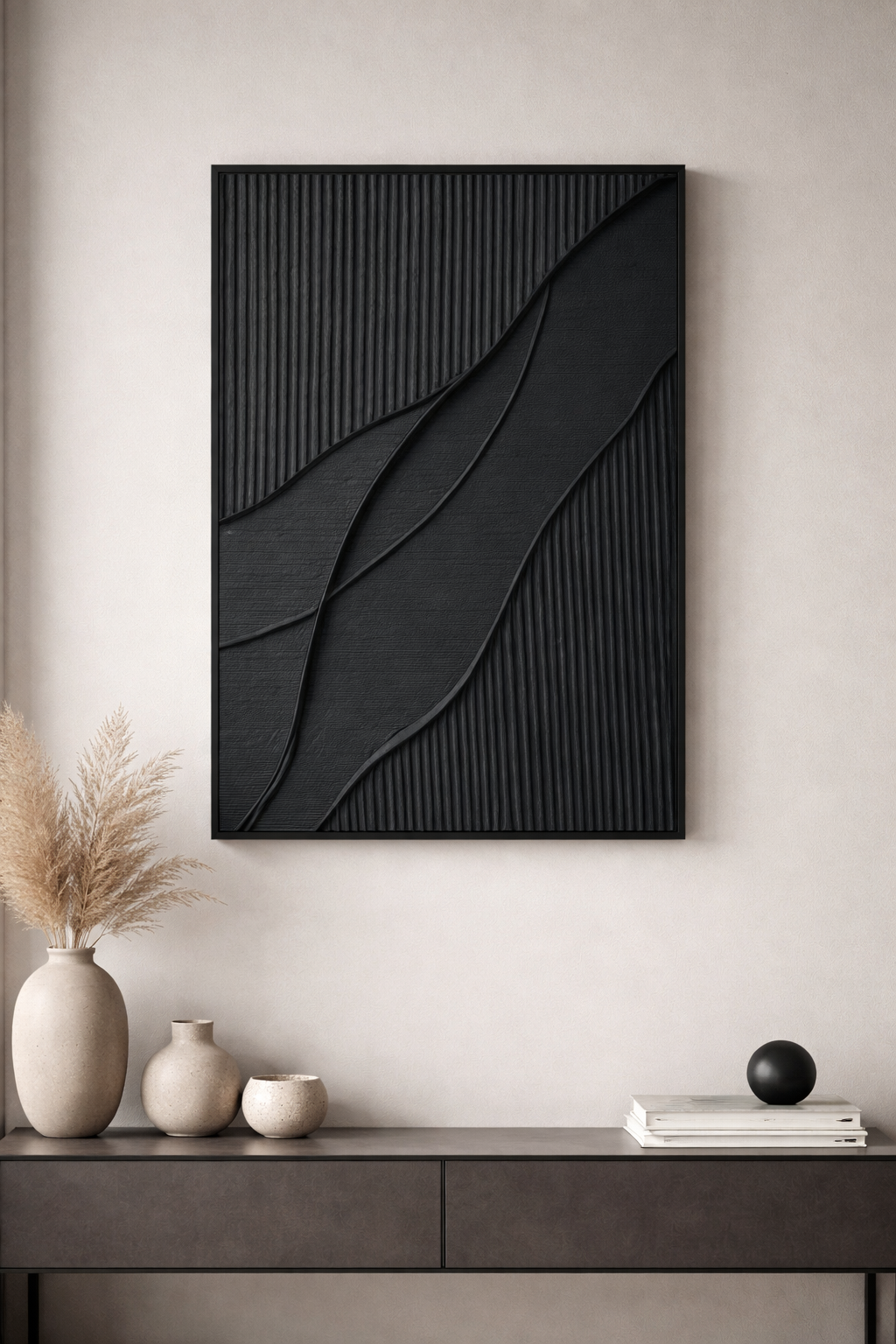 Sculpted Wave Canvas – Textured Architectural Hand Finished Wall Art