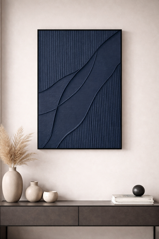 Sculpted Wave Canvas – Textured Architectural Hand Finished Wall Art