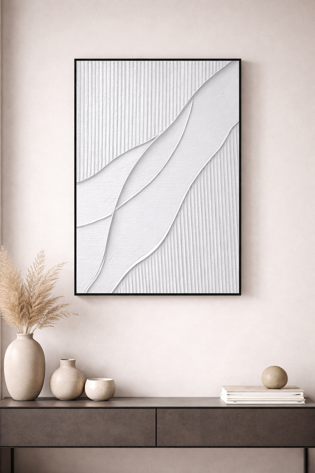 Sculpted Wave Canvas – Textured Architectural Hand Finished Wall Art