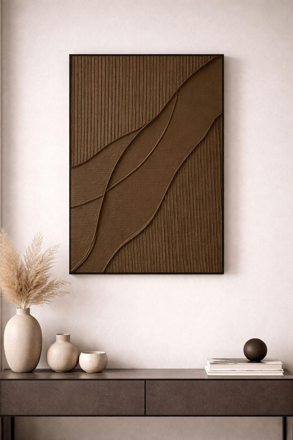 Sculpted Wave Canvas – Textured Architectural Hand Finished Wall Art
