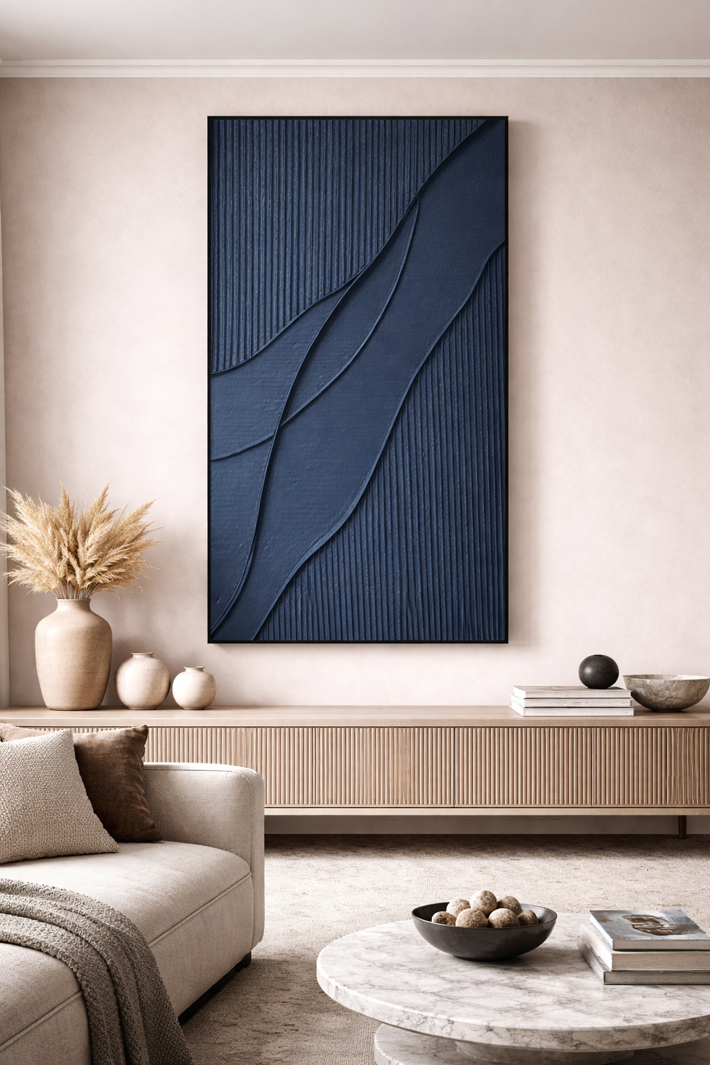 Sculpted Wave Canvas – Textured Architectural Hand Finished Wall Art