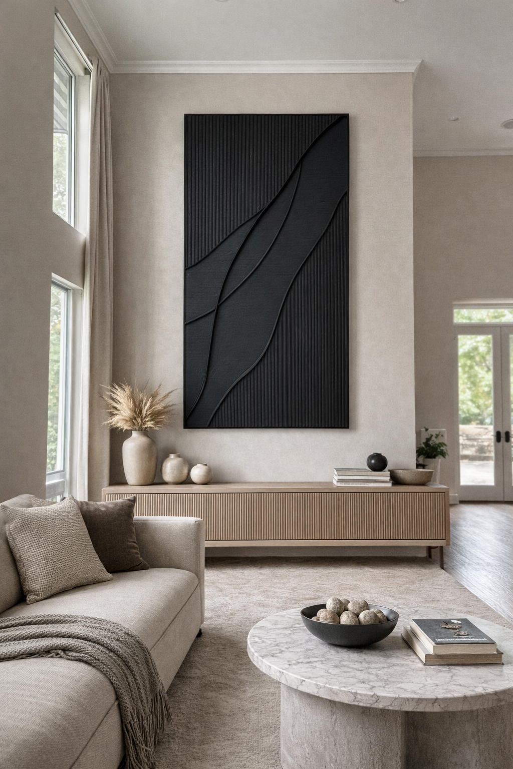 Sculpted Wave Canvas – Textured Architectural Hand Finished Wall Art