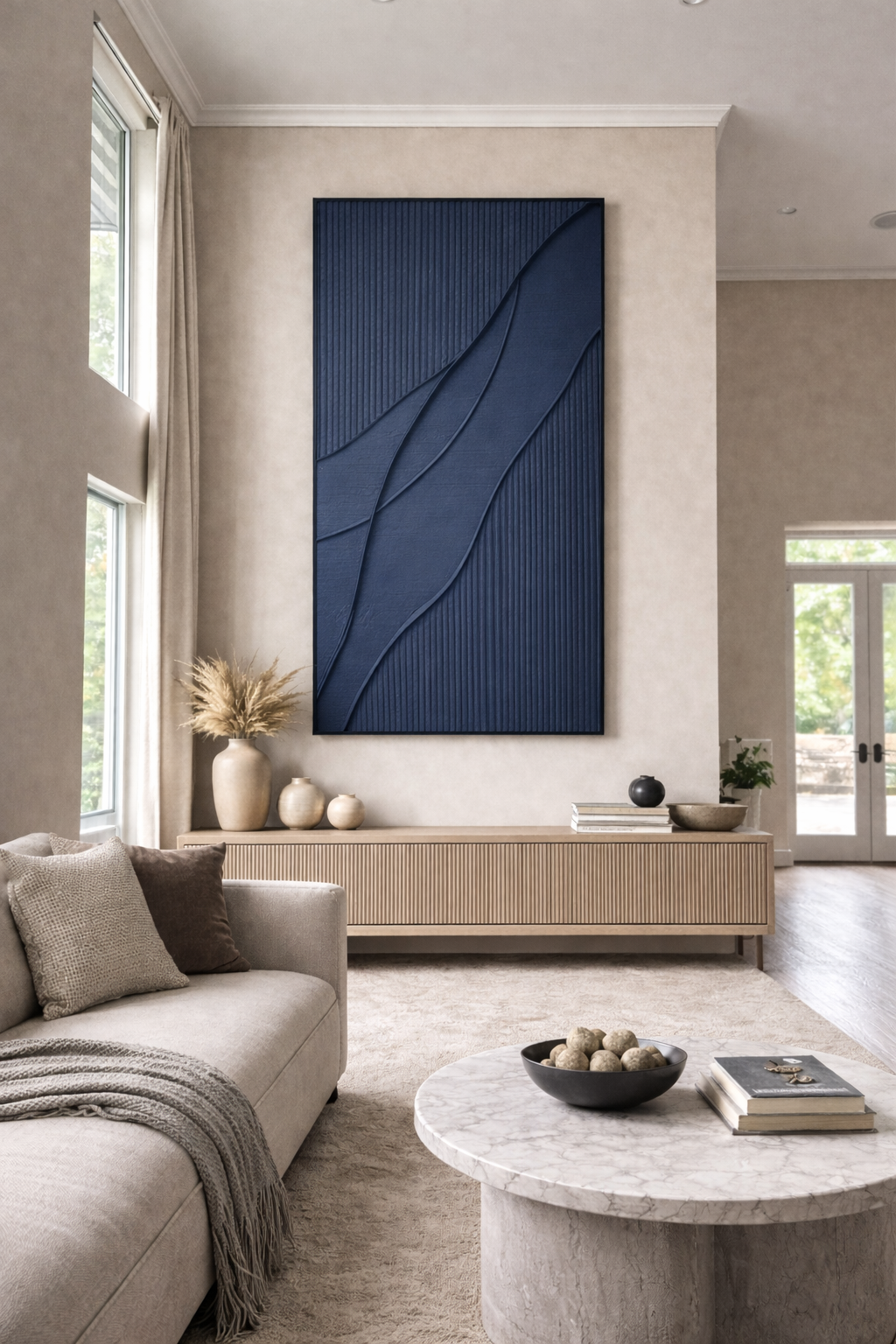 Sculpted Wave Canvas – Textured Architectural Hand Finished Wall Art