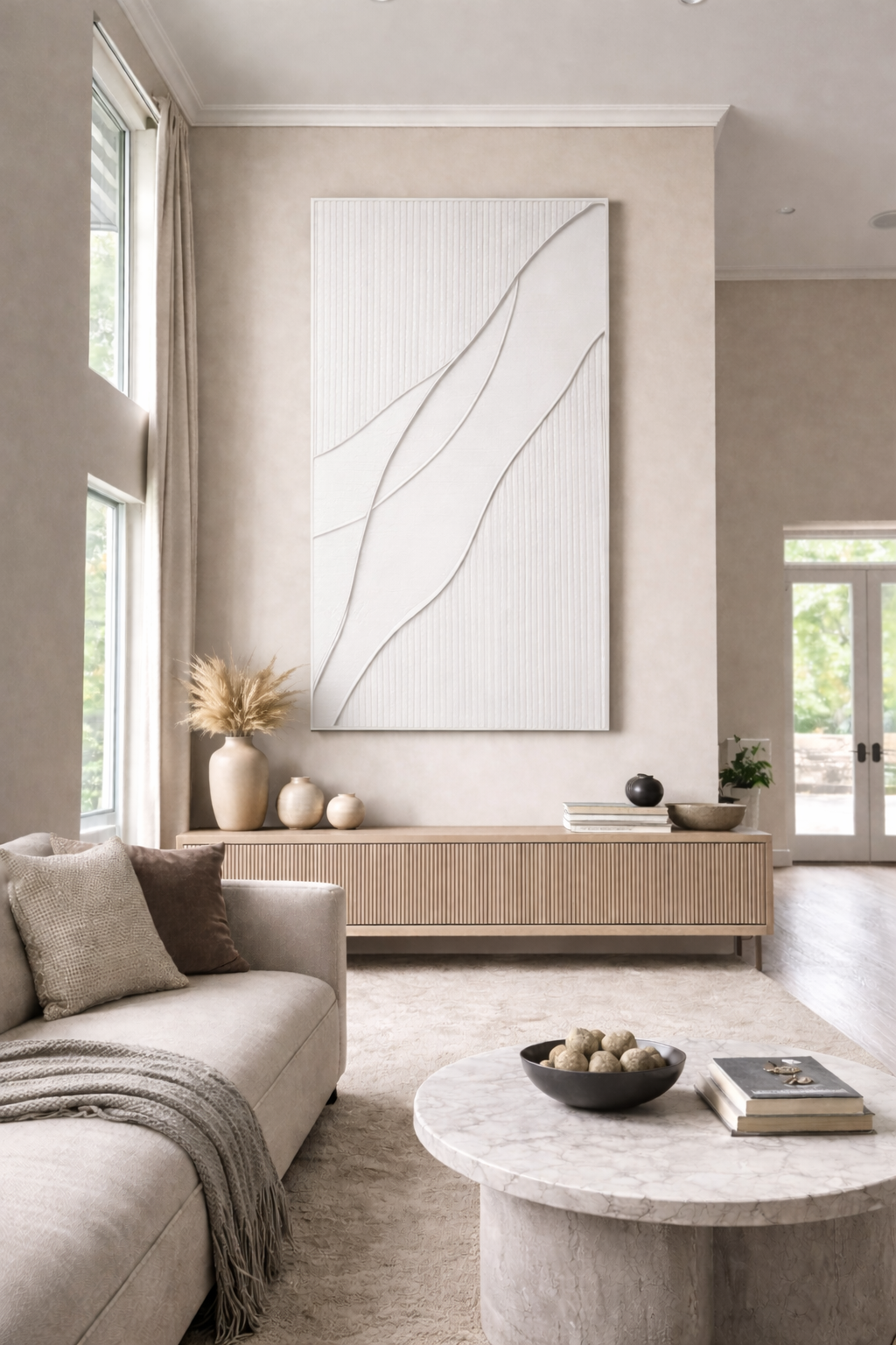 Sculpted Wave Canvas – Textured Architectural Hand Finished Wall Art