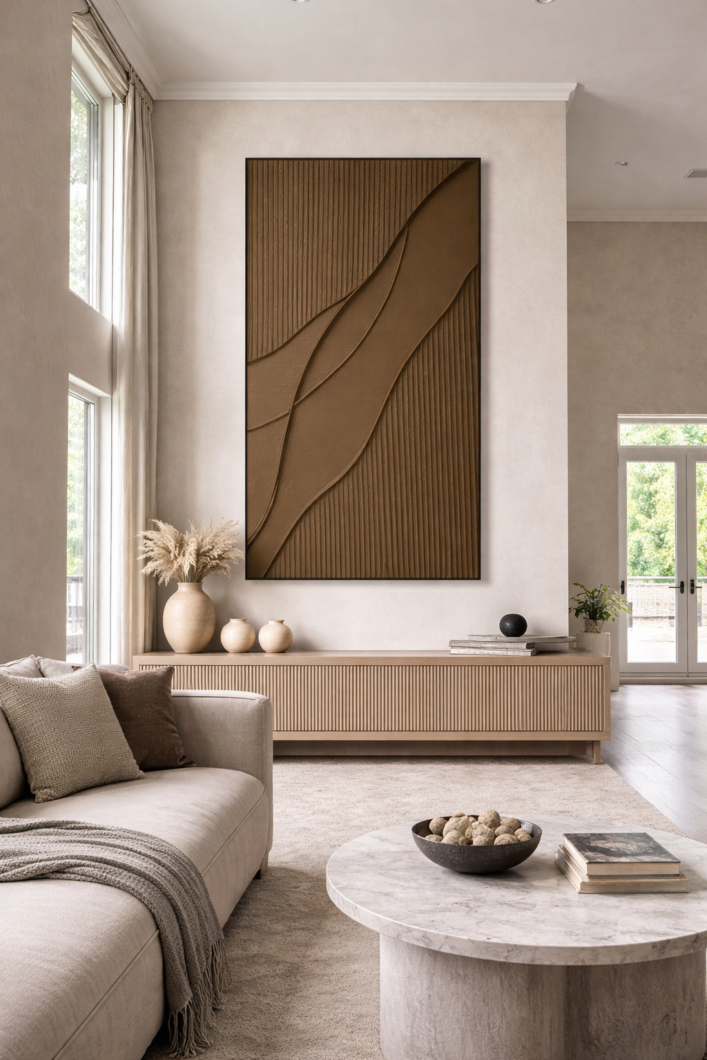 Sculpted Wave Canvas – Textured Architectural Hand Finished Wall Art