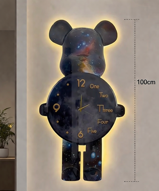 LED Wall Clock Art – Modern Illuminated Bear Design | 3D Light Wall Decor