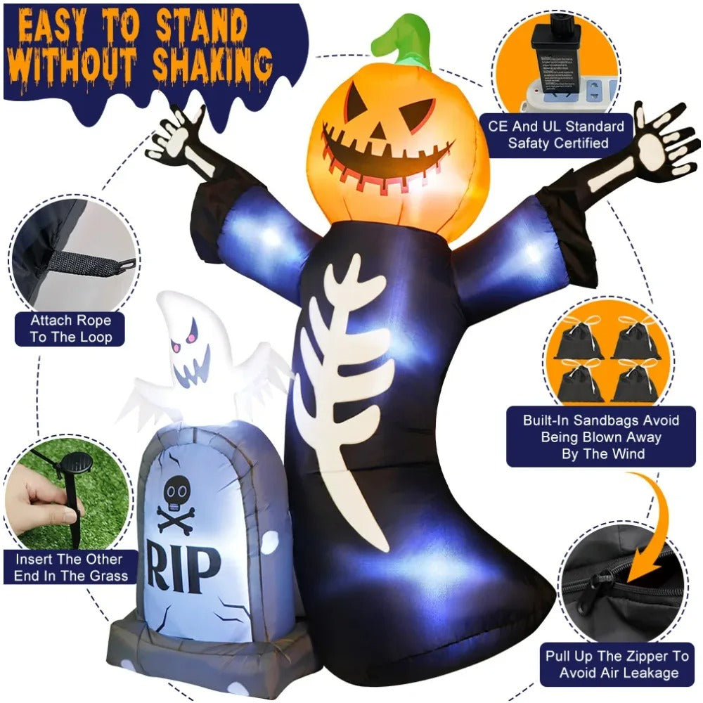 Inflatable Halloween Pumpkin Decoration for Outdoor Yard & Garden