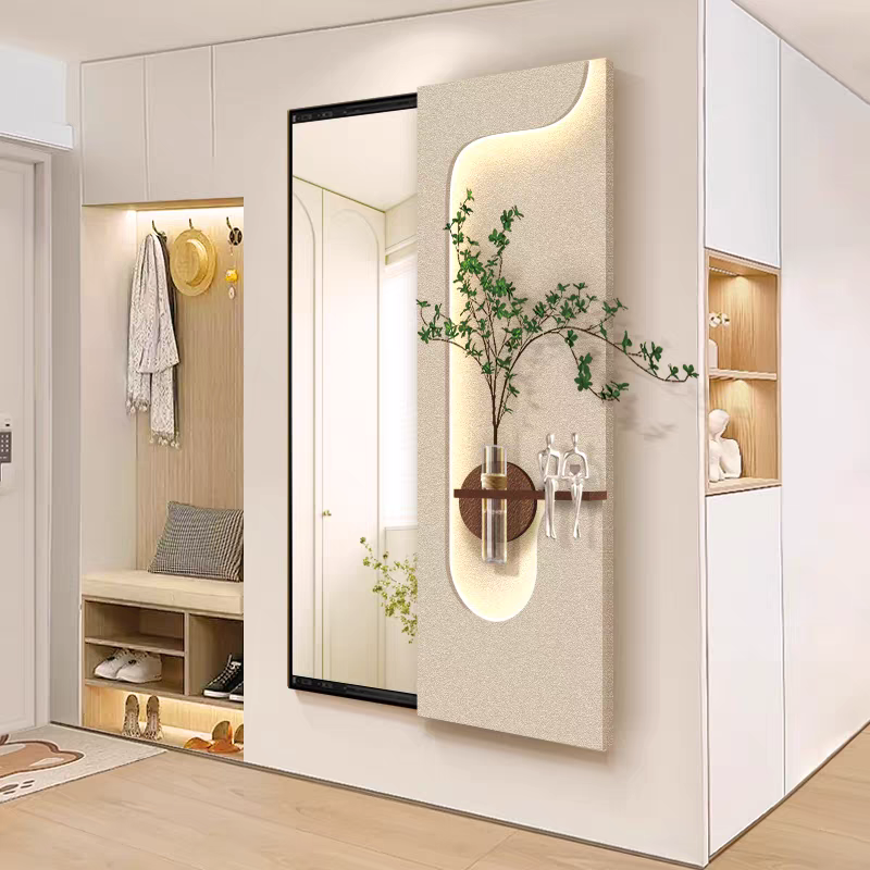 Modern Decorative Wall Mirror Art – 3D Textured Panel with LED Accent | Luxury Wall Decor