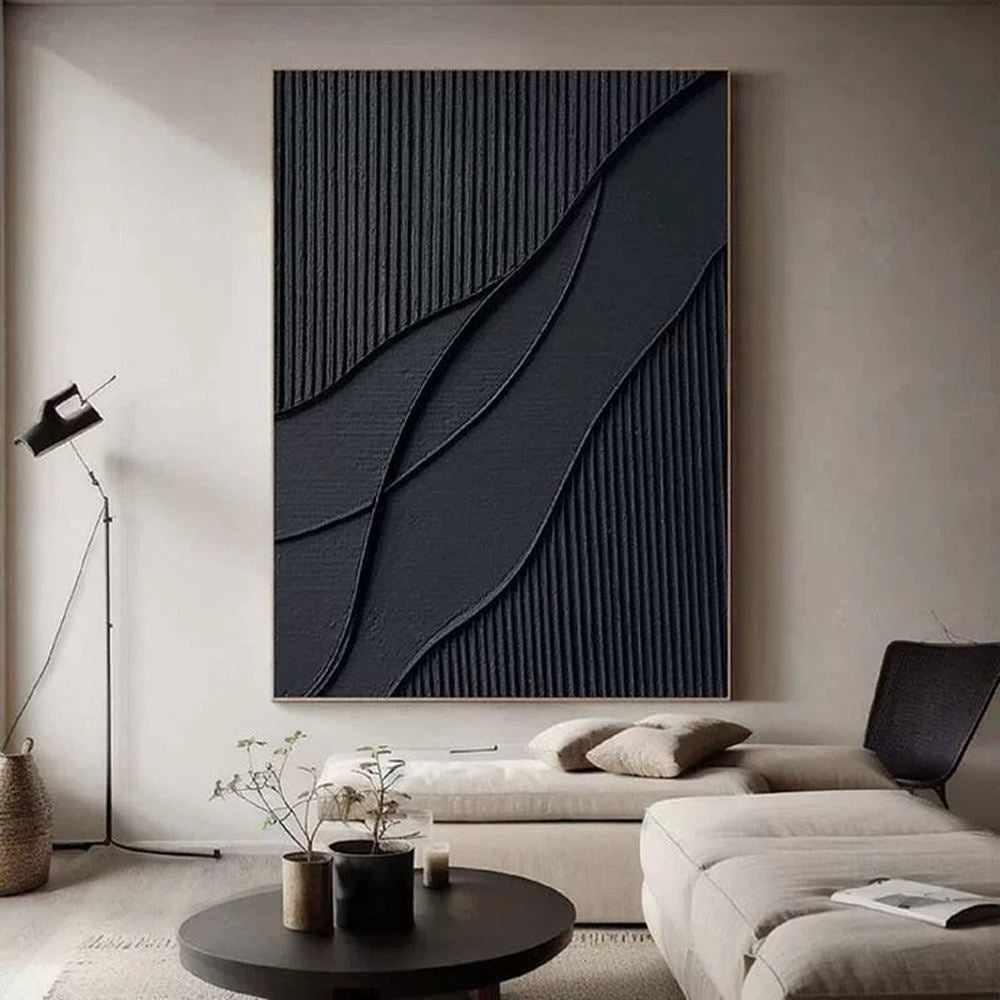 Sculpted Wave Canvas – Textured Architectural Hand Finished Wall Art