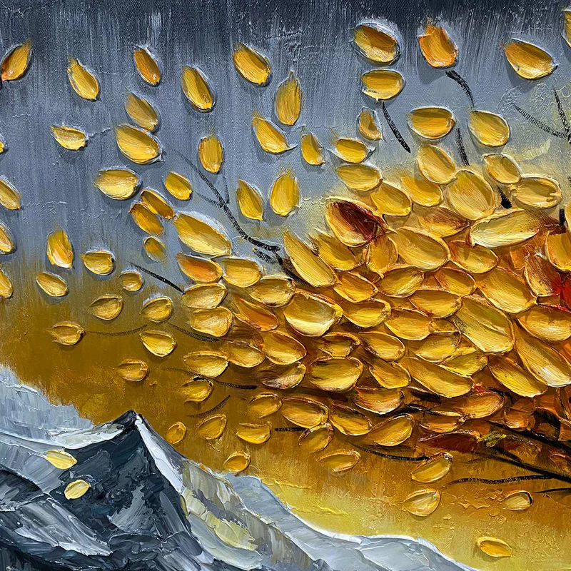 Golden Tree of Life Wall Art – Large Textured Landscape Canvas Decor